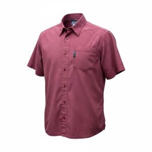 Columbia Men's Red Striped Button Up Short Sleeve Shirt Size Small